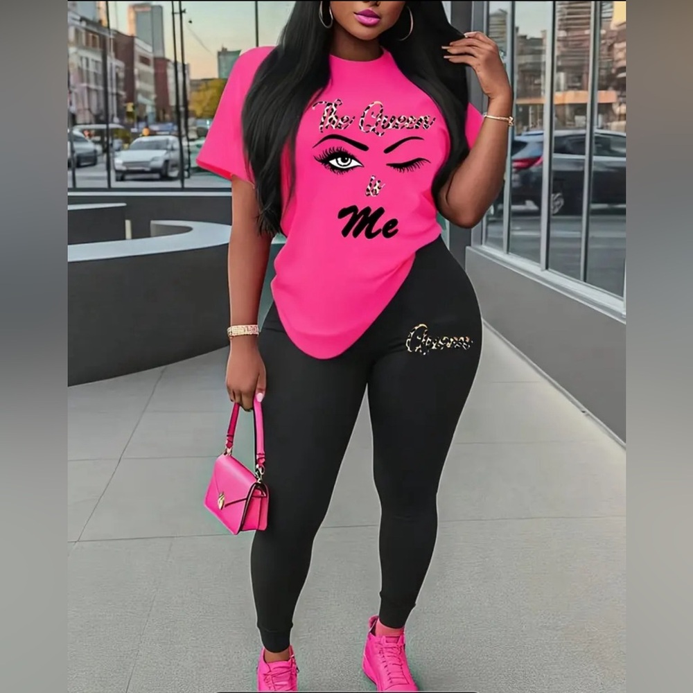 Black Queen Print legging pants